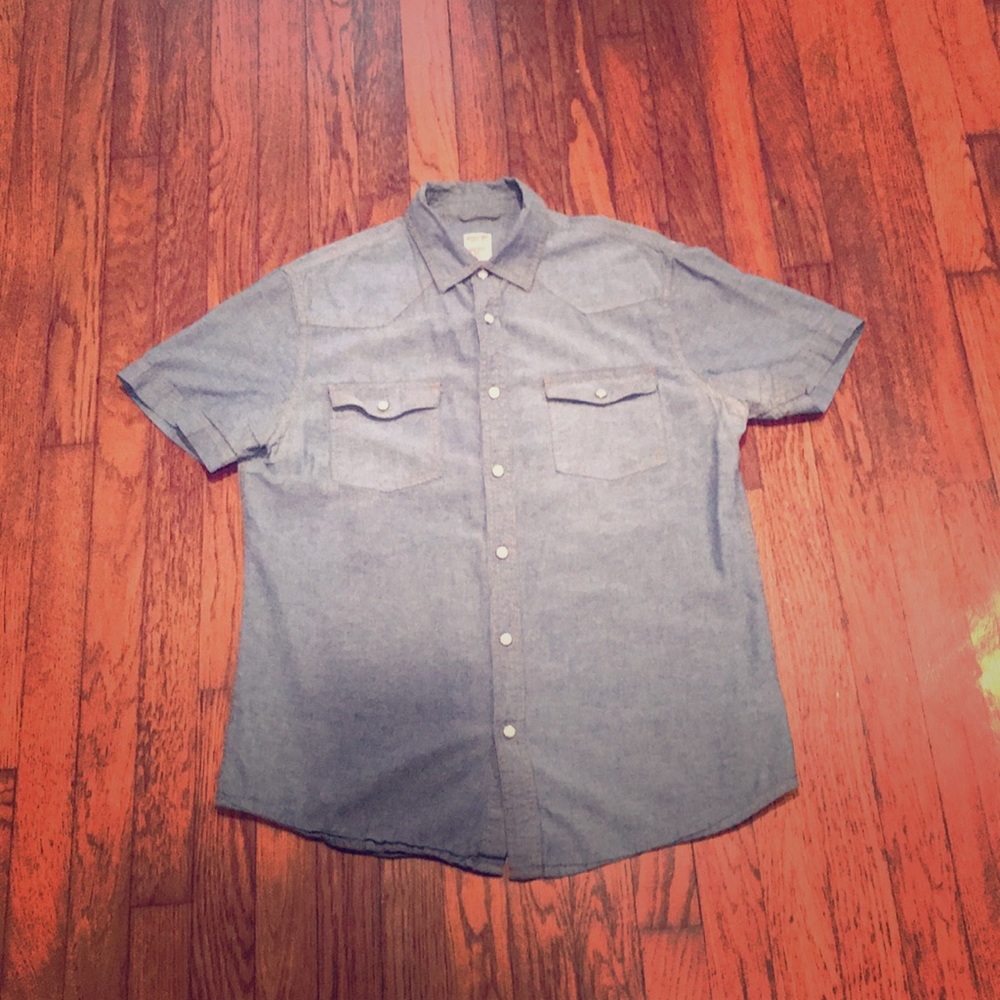 Men’s M Denim Short Sleeve Pearl Snap
